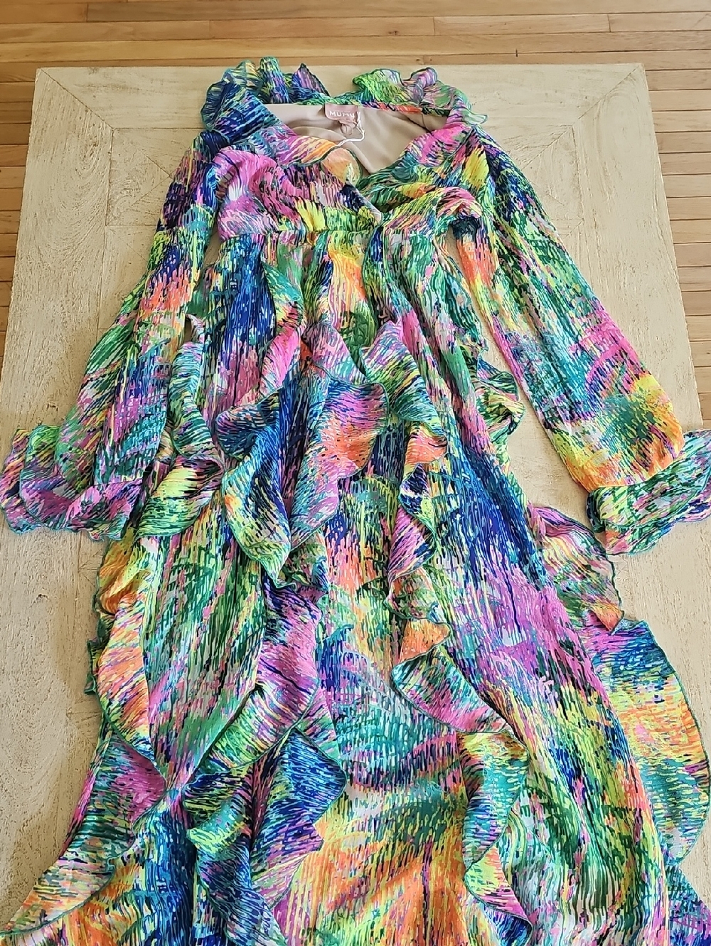 Show Me Your Mumu Neon Multicolor Ruffle Dress